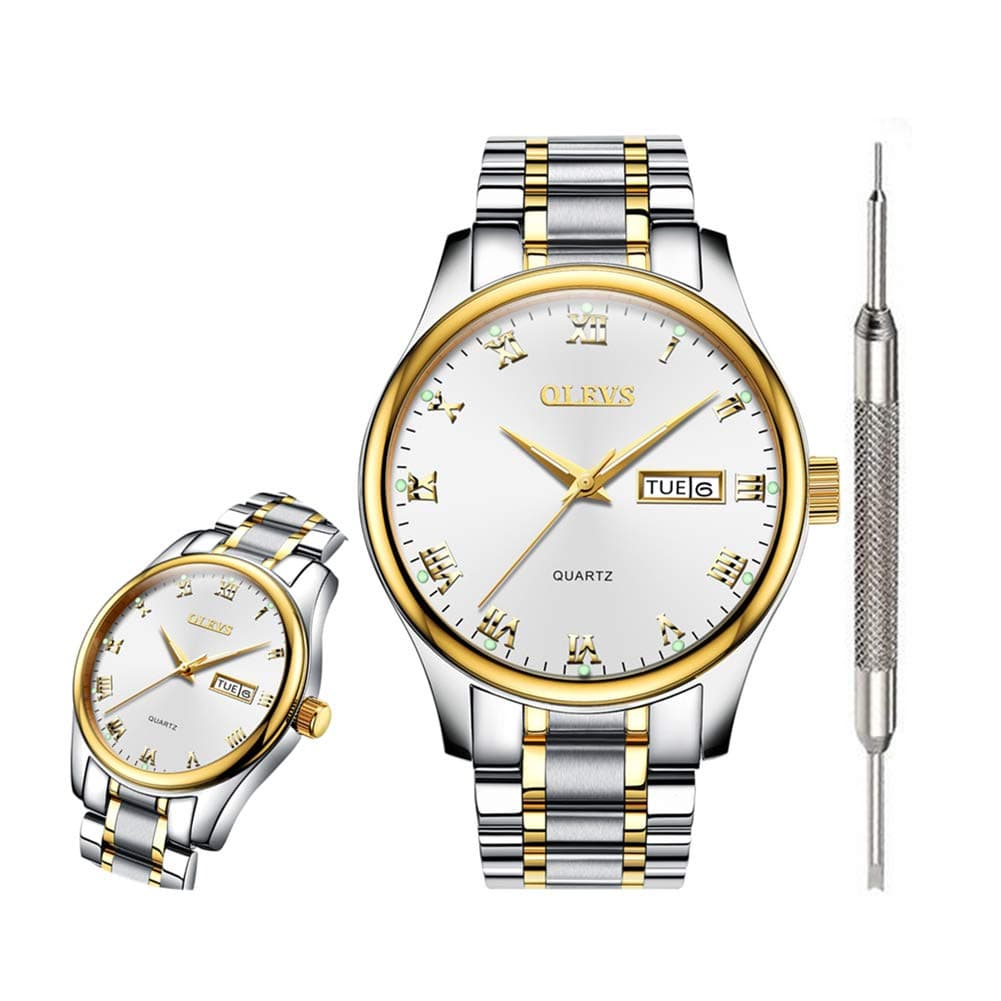 Classic White Watches for Men Waterproof Inexpensive Analog Quartz Wrist Watches for Men Calendar 2021