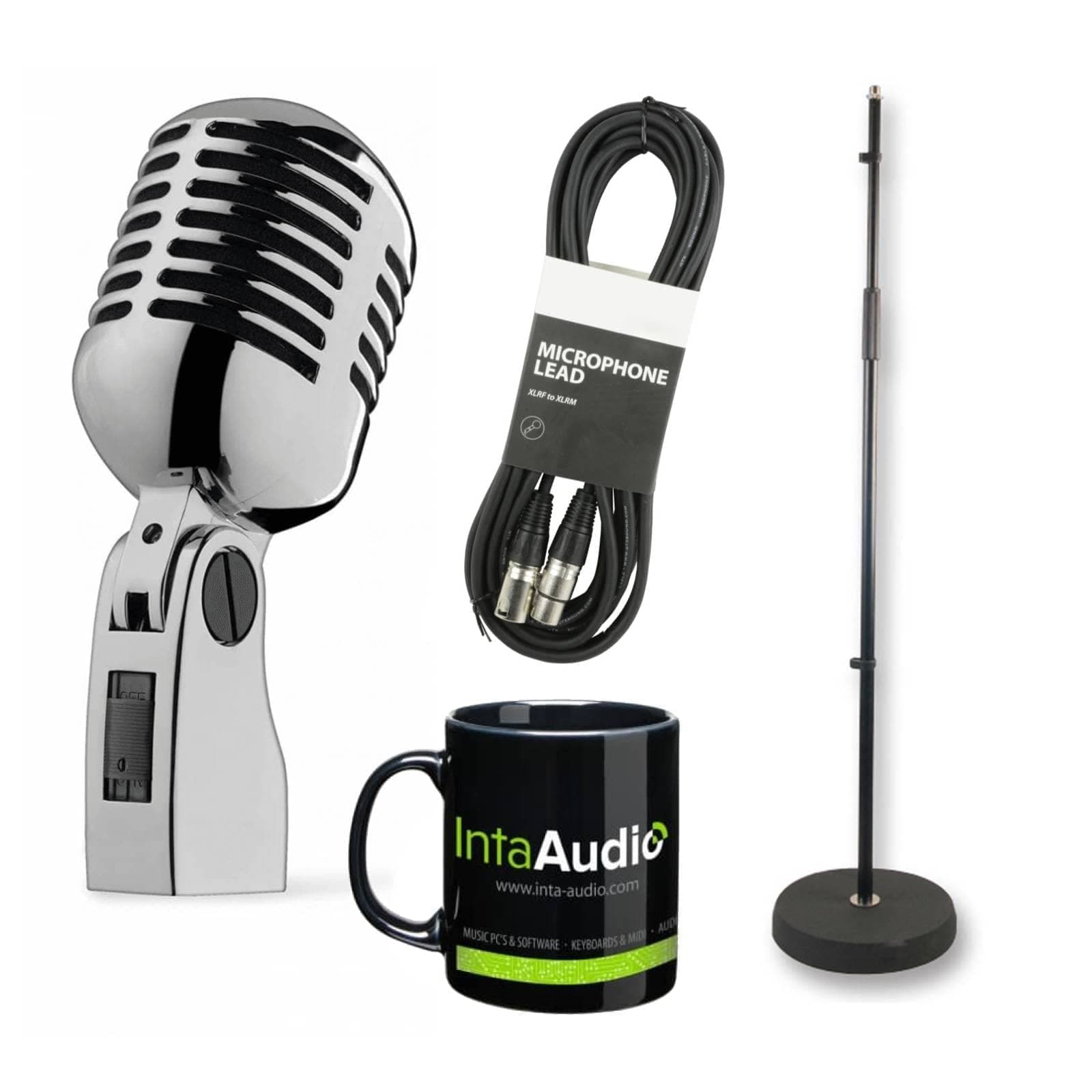 Retro 50's Mic Performance Bundle with Stand, Cable & Mug