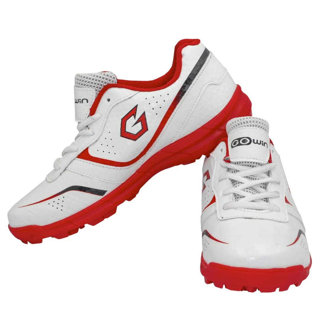 GOWIN Academy White/Red Cricket Shoes (Size-6, White/Red)