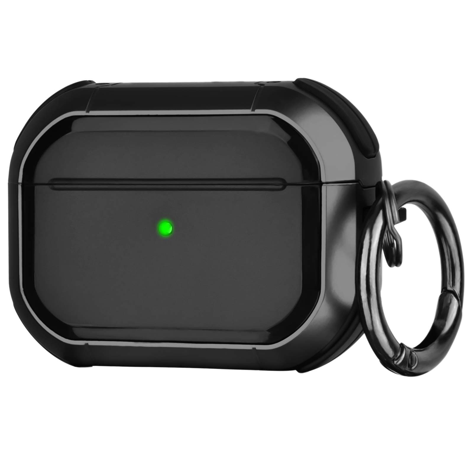 OLEBAND Case Compatible with Airpods Pro with Keychain,Full-Body Rugged Military Grade Protective Cover,Resilient Shock Absorption Design, Durable Armor Case,Black