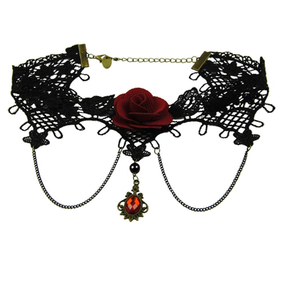 Aestheticism Gothic Victorian Halloween Black Lace Vampire Retro Vintage Choker Necklace