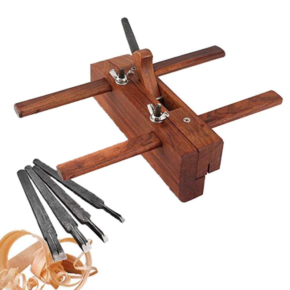 Rabbet Plane, Hand Wood Planer DIY Plough Plane Slot Grooving Wood Plane Shoulder Plane Adjustable Hand Plane for Carpenter Woodcarver with 5 Planer Blades