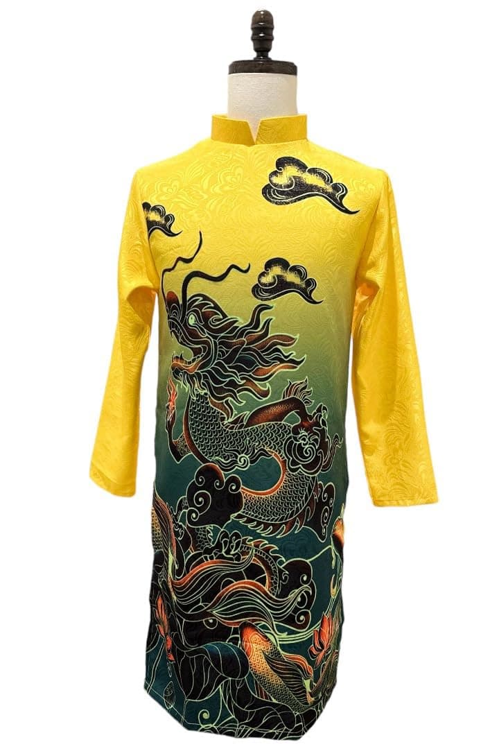 HandmadeH19 Yellow Dragon Vietnamese Ao Dai Nam, Men ao dai, Vietnamese Traditional Ao Dai For Women, Ao Dai For Women, Vietnamese For Women, Ao Dai For Women, ao dai Tet lunar new year (2XL)