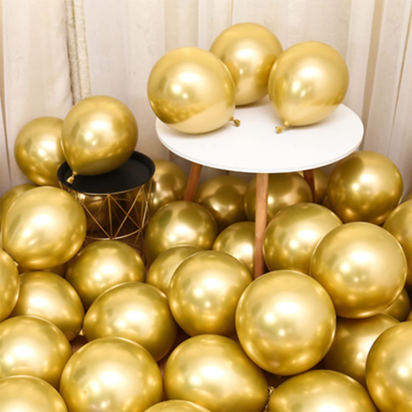 100 Pcs 5 Inch Gold Mini Metallic Balloons - Romantic Chrome Balloons for Baby Shower, Birthday, Wedding, Engagement, Anniversary & Festival Decorations