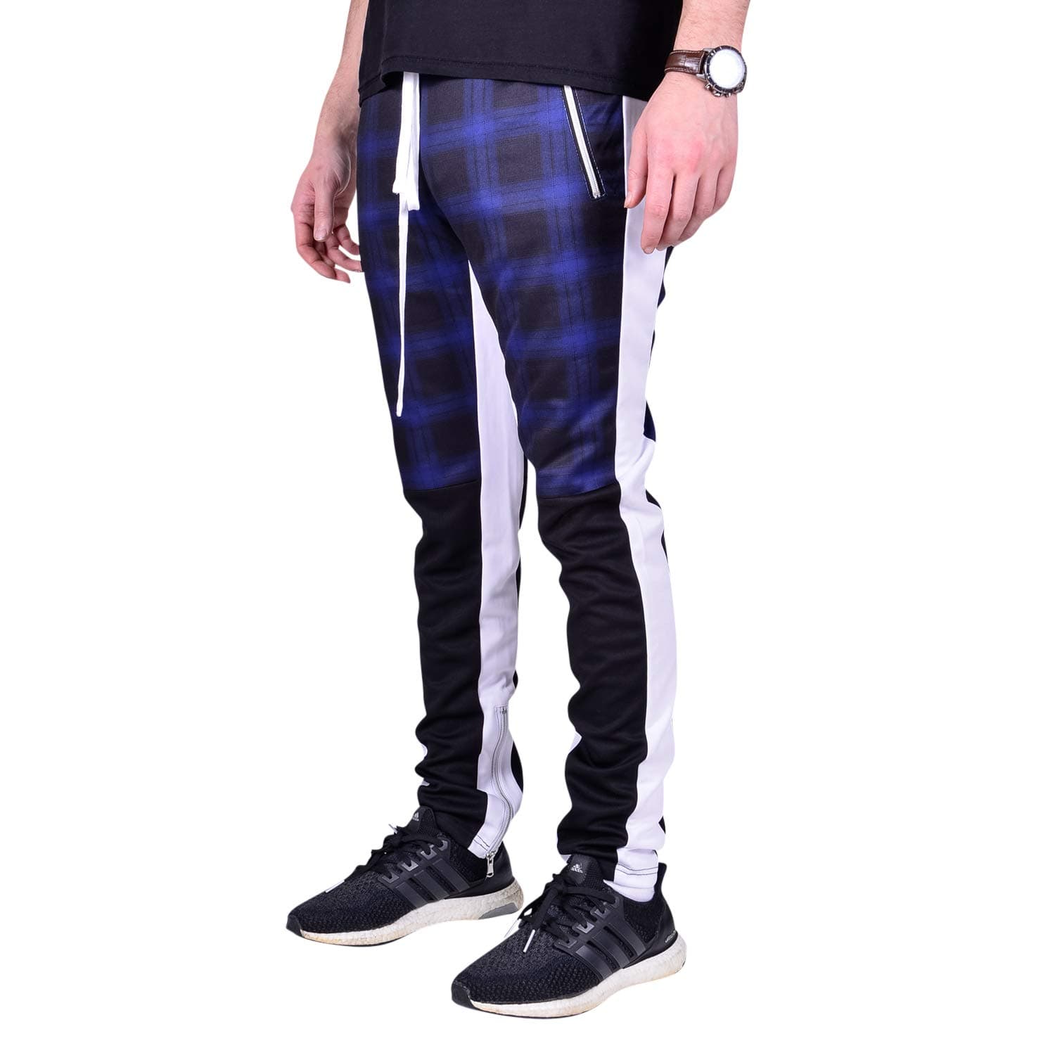 WAIMEA Mens Slim Fit Jogger Sweatpants Black/Blue M