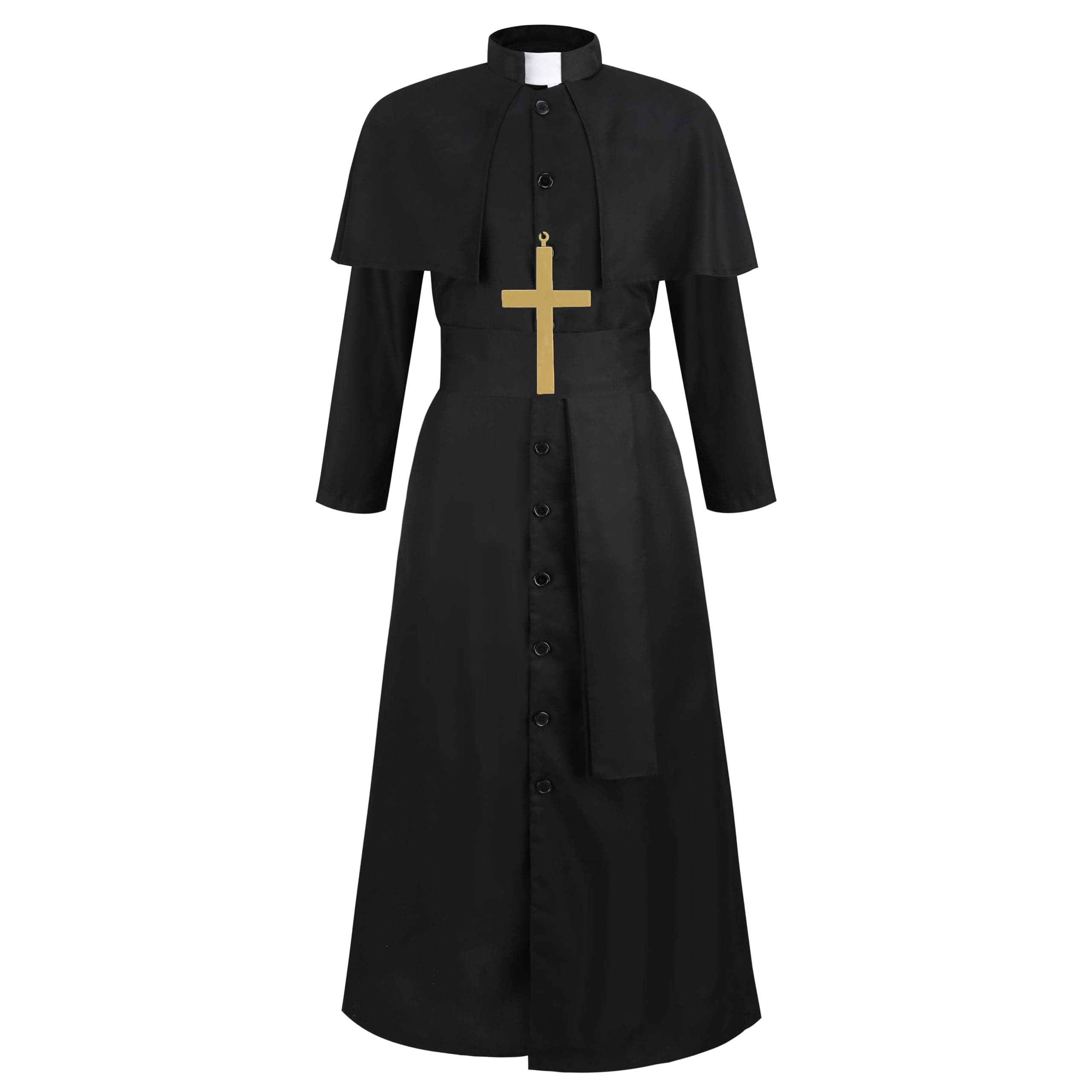 Colorful House Clergy Robe Adult Priest Costume Monk wizard for Men Exorcist Costume Halloween Outfit