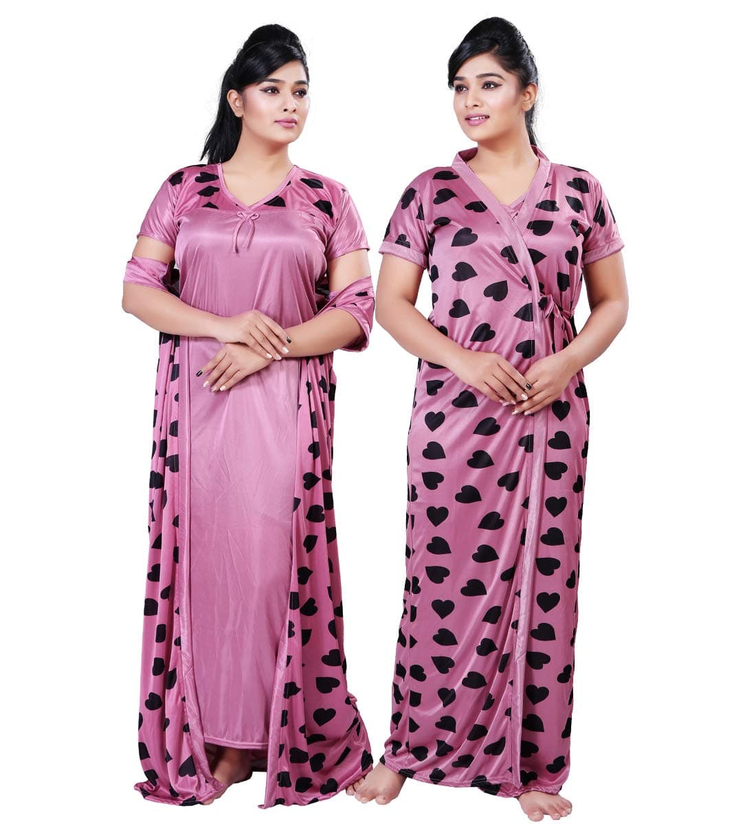 BAILEY SELLS Women's Satin Nighty (Free Size, Pink)