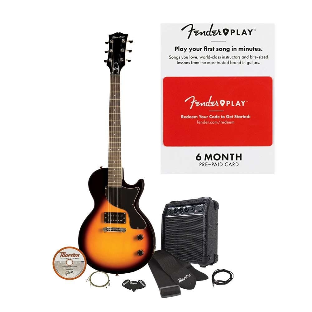 Maestro by Gibson Electric Guitar Starter Package, Vintage Sunburst with 6 Months of Fender Play
