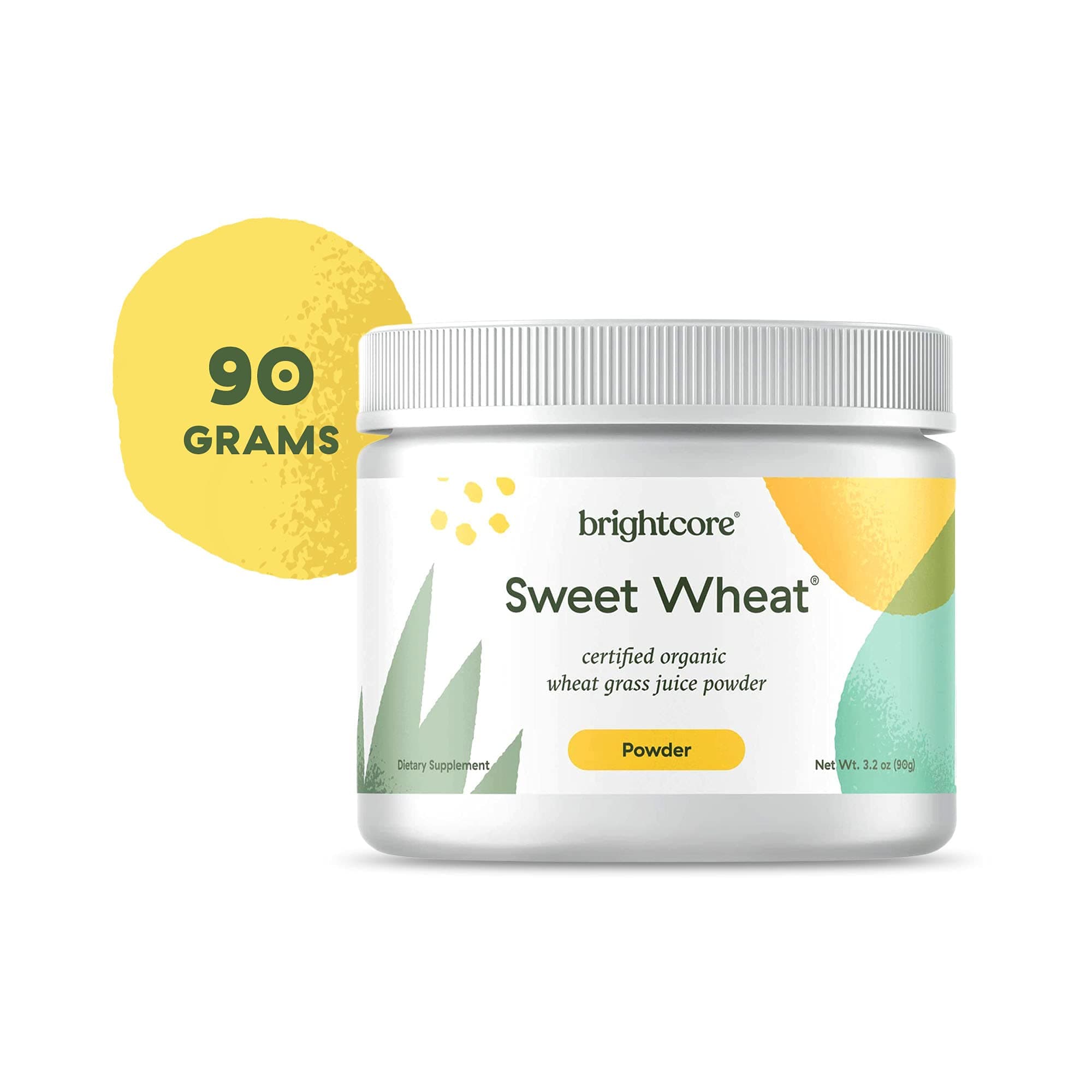 Brightcore Nutrition Sweet Wheat Wheatgrass Juice Powder, Easy-to-Mix Athletic Greens Powder for Digestive Health and Immune Boost, All-Natural Super Greens, 90 Grams