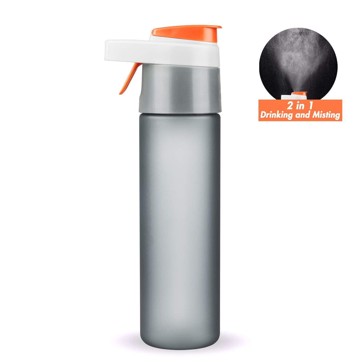 Powcoo Sports Water Bottle with Cooling Mist, Leak Proof Motivational Water Bottle BPA Free Tritan Plastic Eco Friendly Sports Water Bottles with Spraying Nozzle for Cycling,Running,Gym