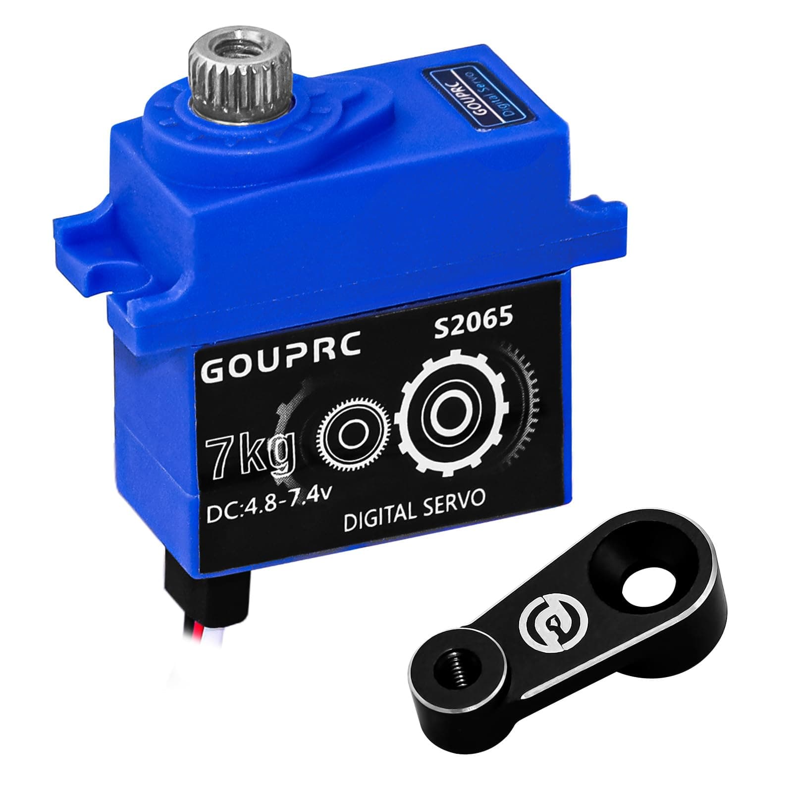 GOUPRC 7KG RC Digital Micro Servo Metal Gear Servo with Servo Hron for TRX4 TRX6 SCX10 III 1/10 RC Crawler Car Upgrade Parts (Black 1 PC)