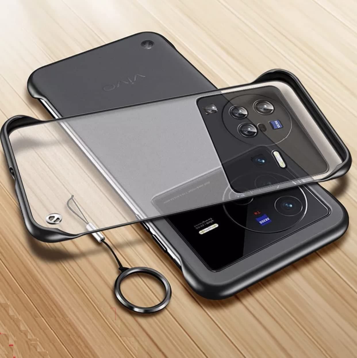 Vivo X80 Pro 5G Back Cover Case | Stylish Frameless Matte Hard Back Skin | Soft TPU Shock Proof Bumper Back Cover for Vivo X80 Pro 5G (F-Black)