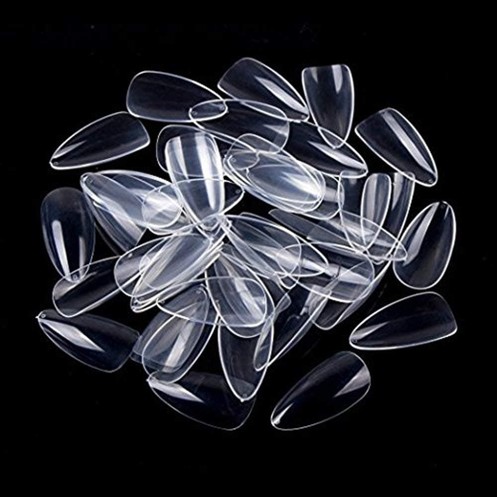 600pcs Clear Stiletto Nail Tips Short Full Cover Almond Fake Nails Press on Nails for Nail Salon and DIY Nail Art