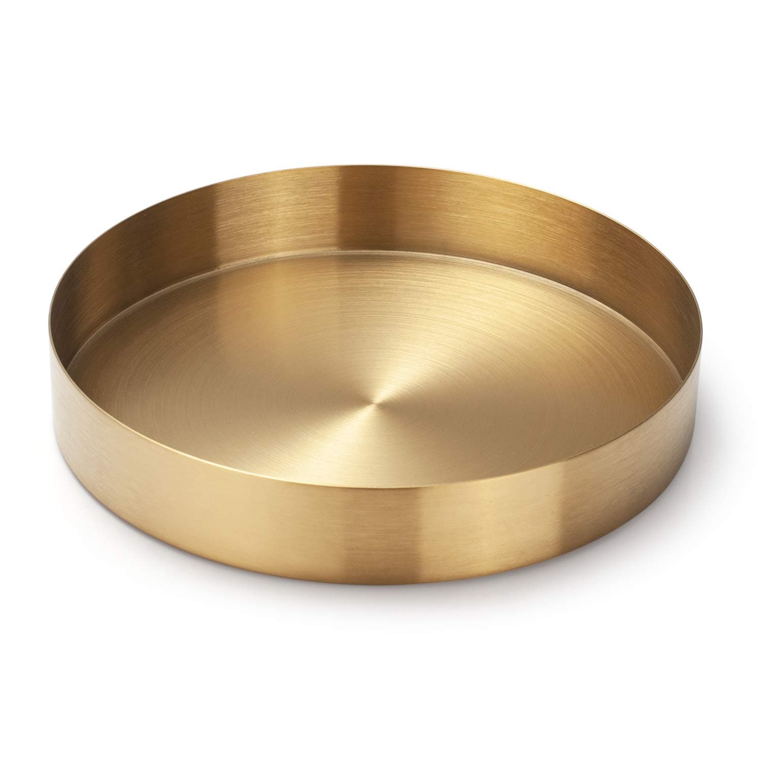 Round Gold Tray Stainless Steel Jewelry, Make up, Candle Plate Decorative Tray (7 inches)