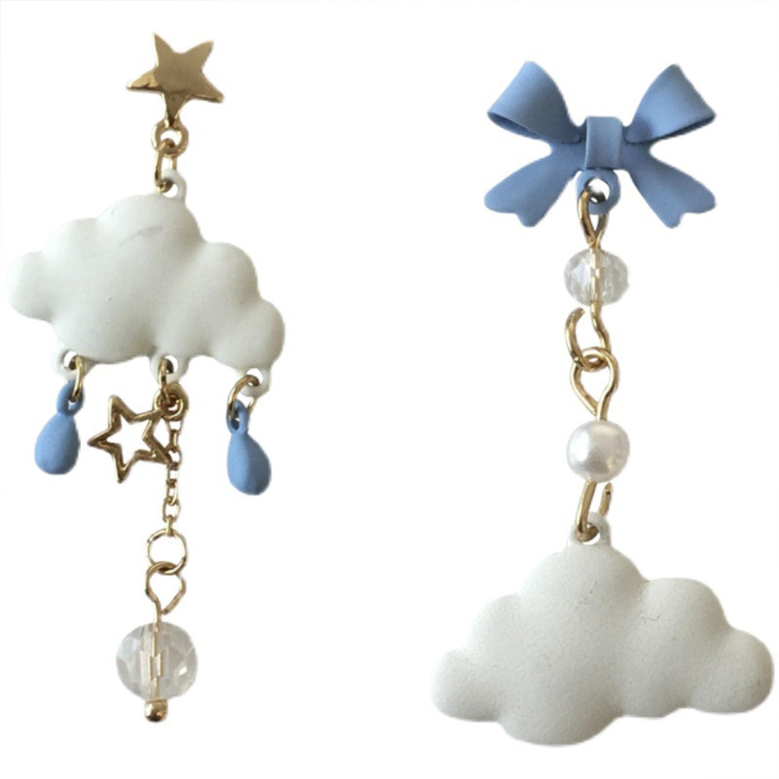 Raindrop Earrings Cute Rain Cloud Earrings White Cloud Dangle Drop Earrings Statement Weather Jewelry Gifts for Women Girls