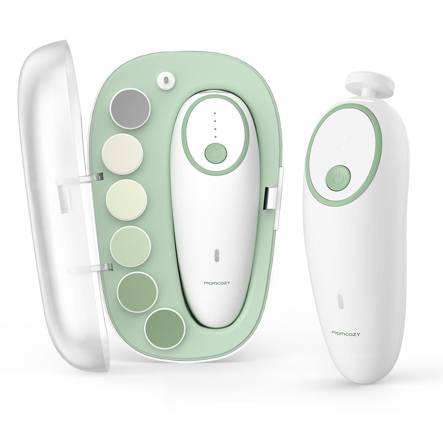 Momcozy Baby Nail File, Electric, Gentle Baby Nail Clippers, Electric, Rechargeable, Electric, 7 Pieces, Polishing Head Replacement Pads