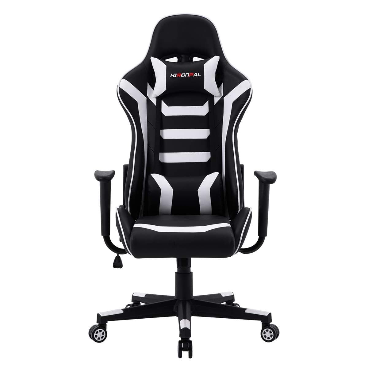 Hironpal Gaming Racing Chair Office Computer Chair PU Leather Executive Ergonomic Adjustable Swivel Chair (White)