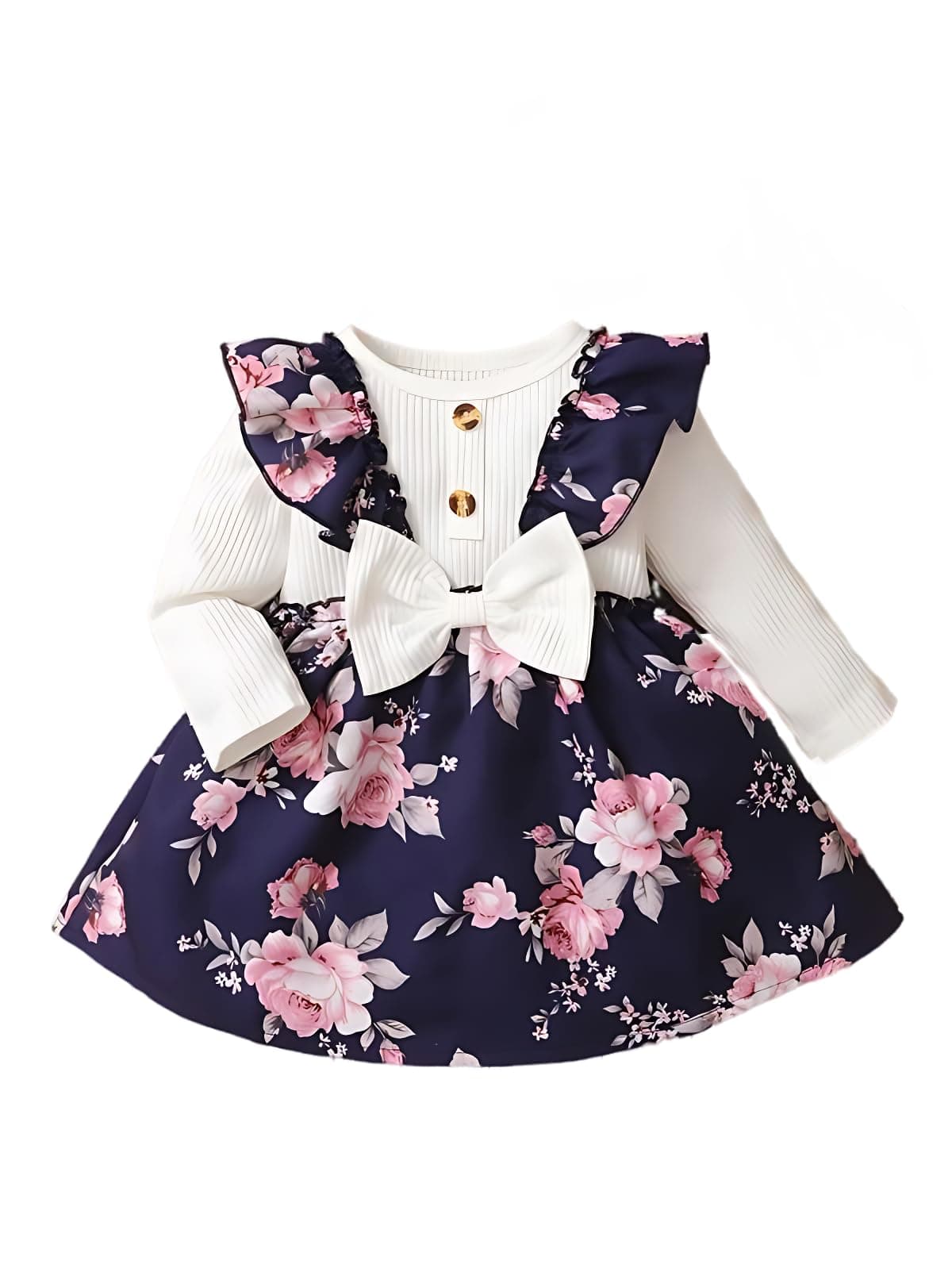 by Dharmikaay Girl's Lycra Floral Printed Frock Dress for Girls Short Frock Baby Princess Western Dresses| Stylish Fancy Kids Clothing for New Year, Fashion.