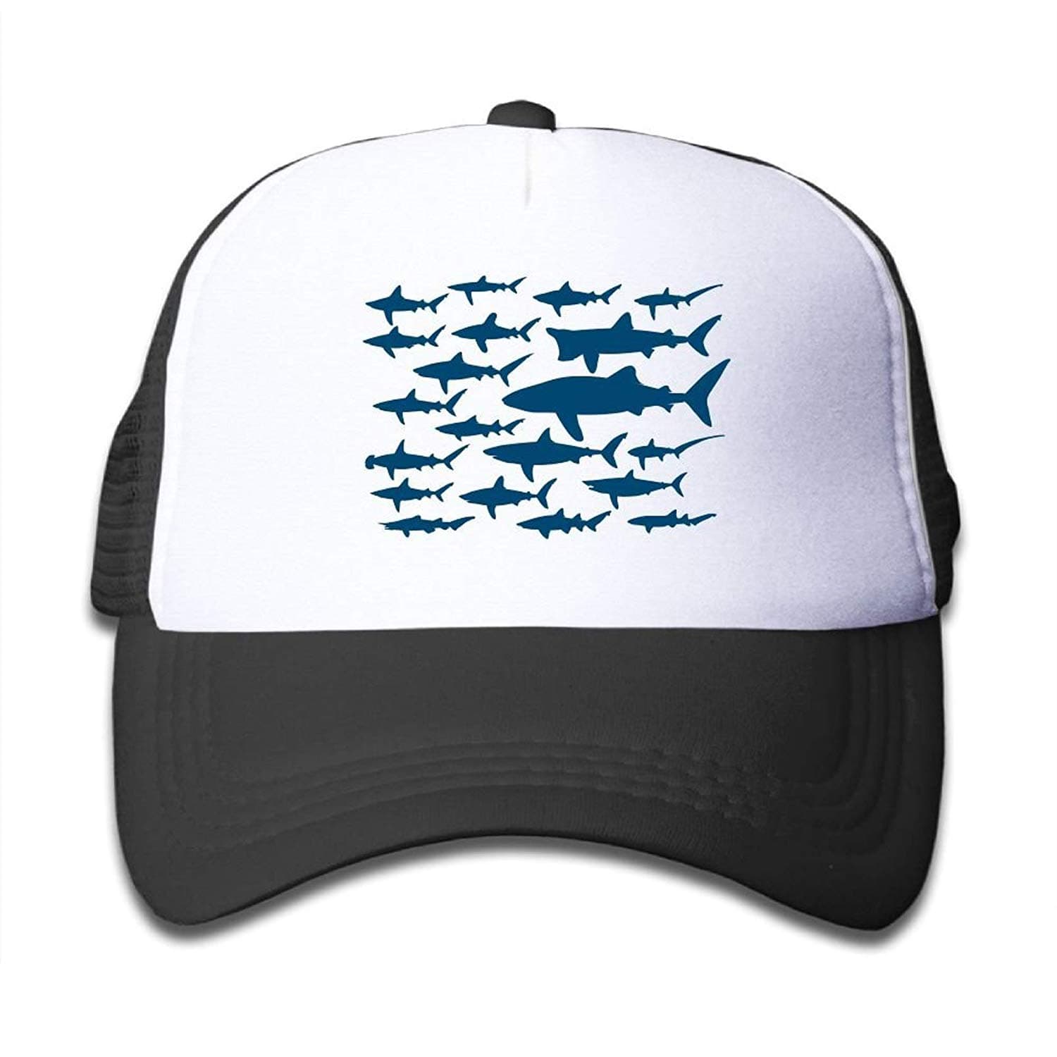 OASCUVEROcean Shark Floral Sea Fish Kid Mesh Hat Toddler Baseball Cap Boys Girls Printing Adjustable Snapback Hip Hop Flat Hats