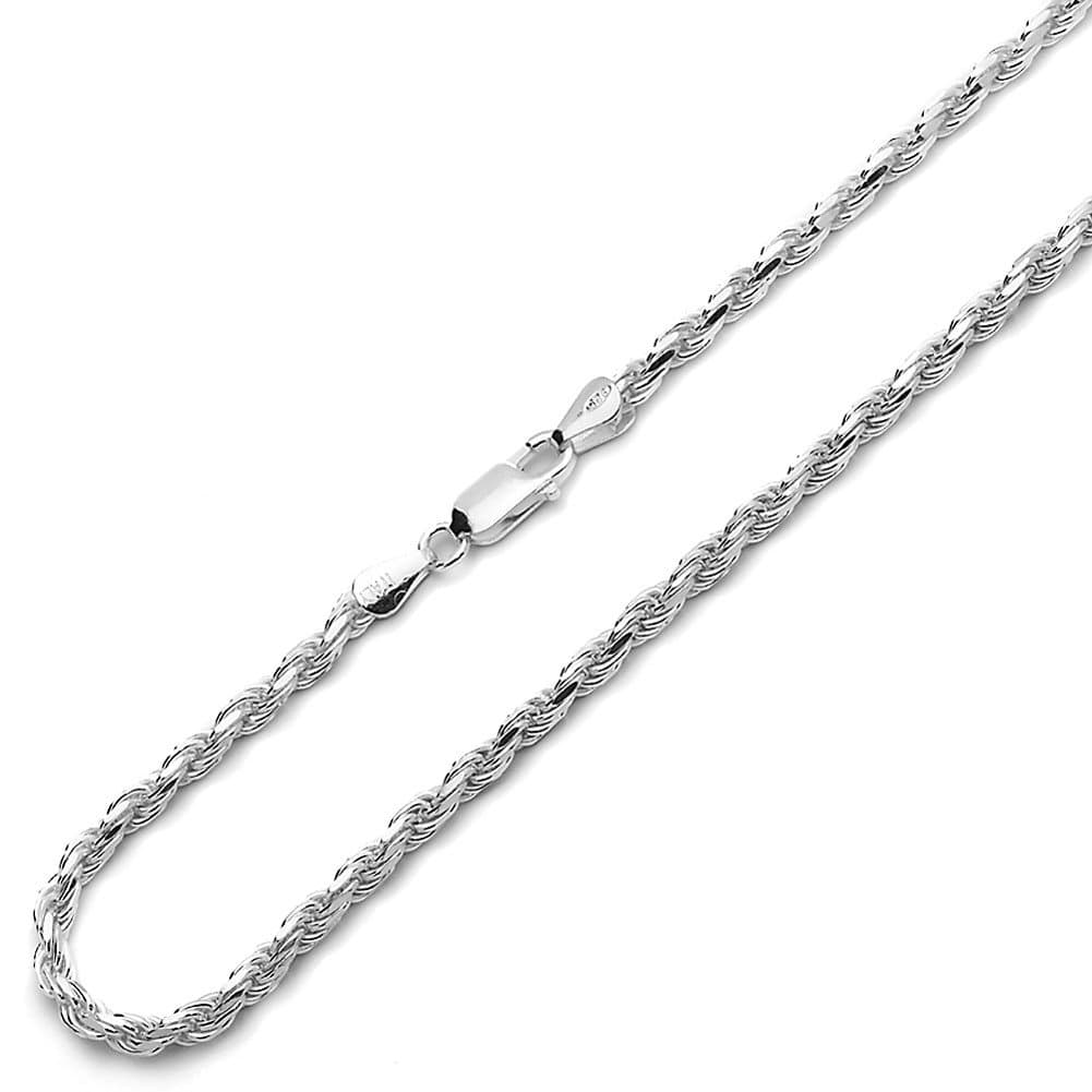 Italian .925 Sterling Silver 1.5mm or 2.25mm Rope Chain Necklace