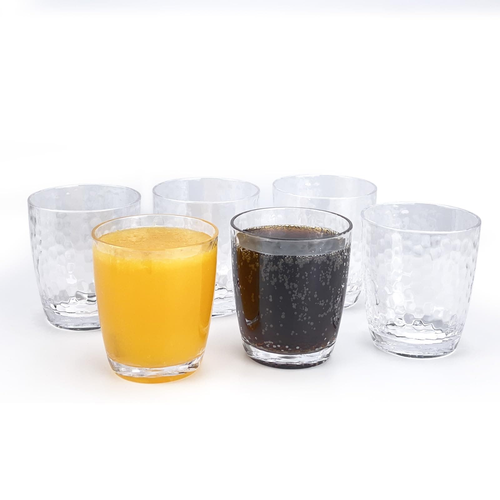 Set of 6 26Ounce Large Acrylic Glasses Plastic Tumbler/Drinking Cups,Hammered Style,BPA Free (Clear Color, 15 Ounce)