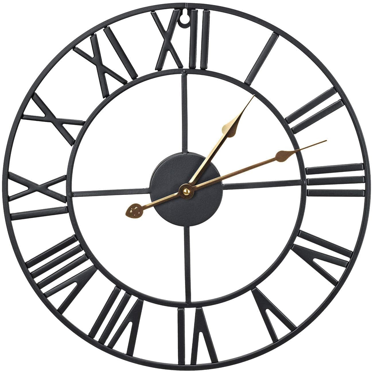 Sorbus Large Wall Clock for Living Room - 16" Wall Clock - Oversized Centurian Roman Numeral Style Modern Wall Clock - Large Clock Home Decor - Metal Decoration Analog Metal Clock (Black)