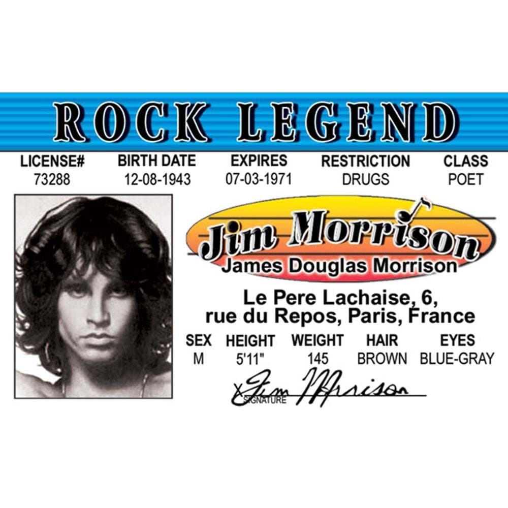 Signs 4 Fun Jim Morrison Fake ID License
