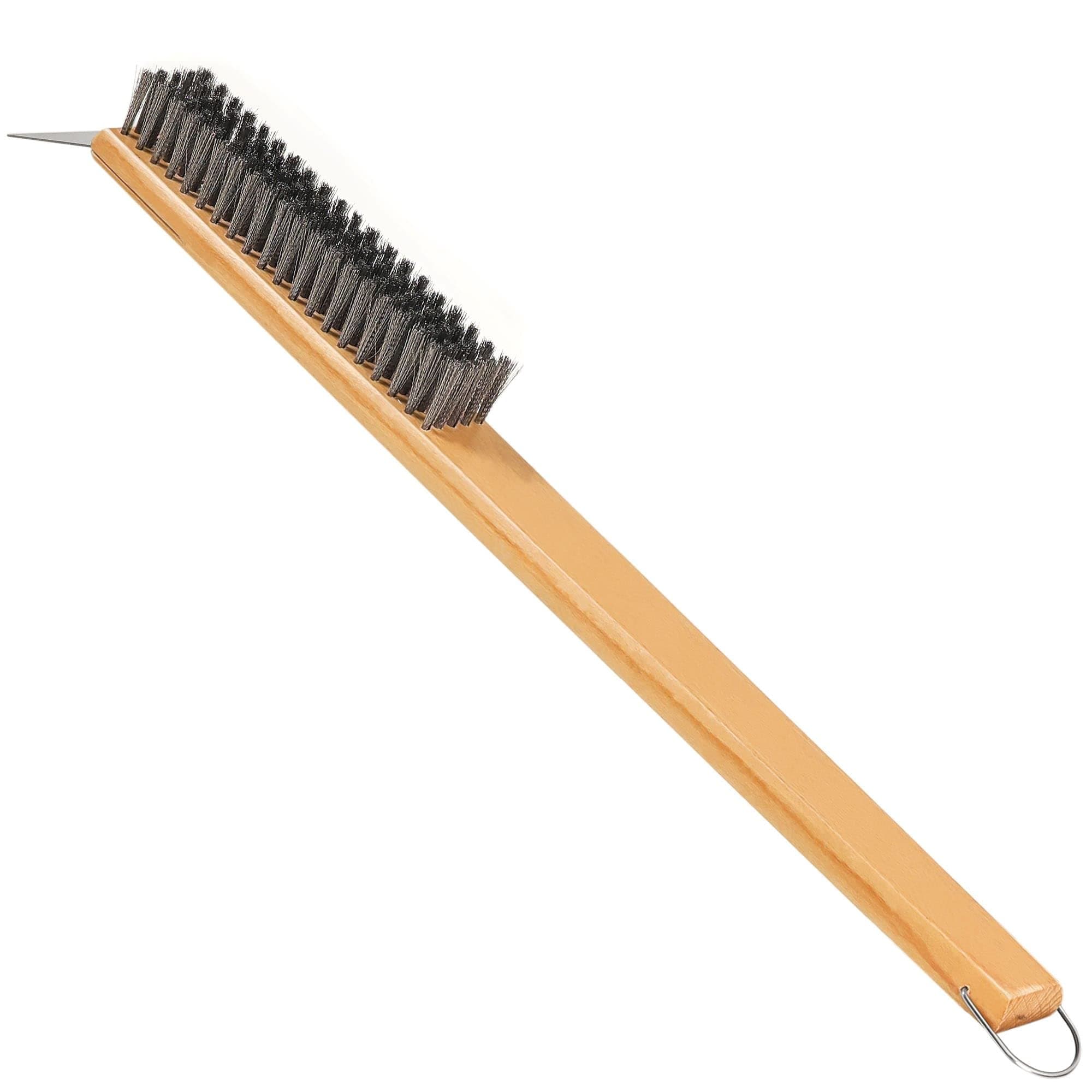 LRUI Pizza Oven Brush,Stainless Steel Wire Oven Brush with Wooden Handle,Outdoor Pizza Oven Tool.