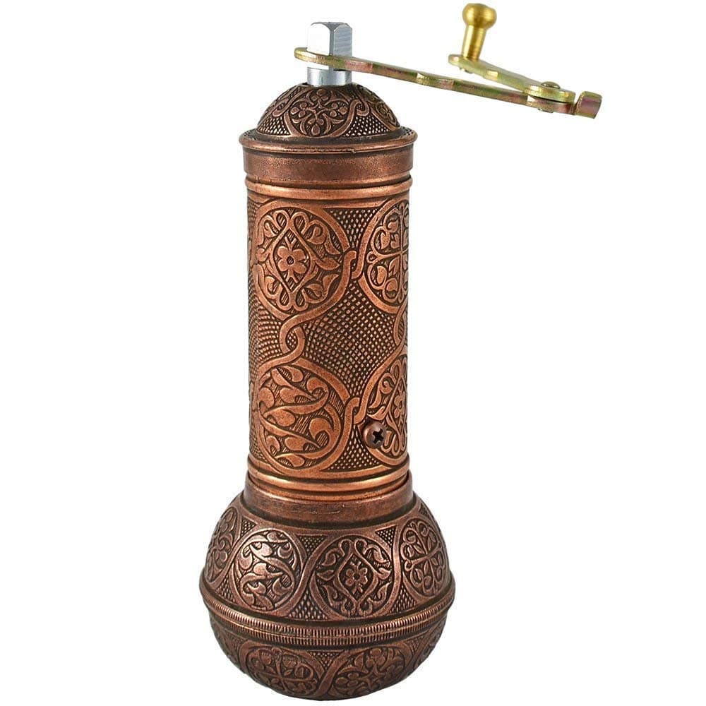 Turkish Handmade Copper Coffee Salt Pepper Spice Grinder Mill (Copper) (18cm)