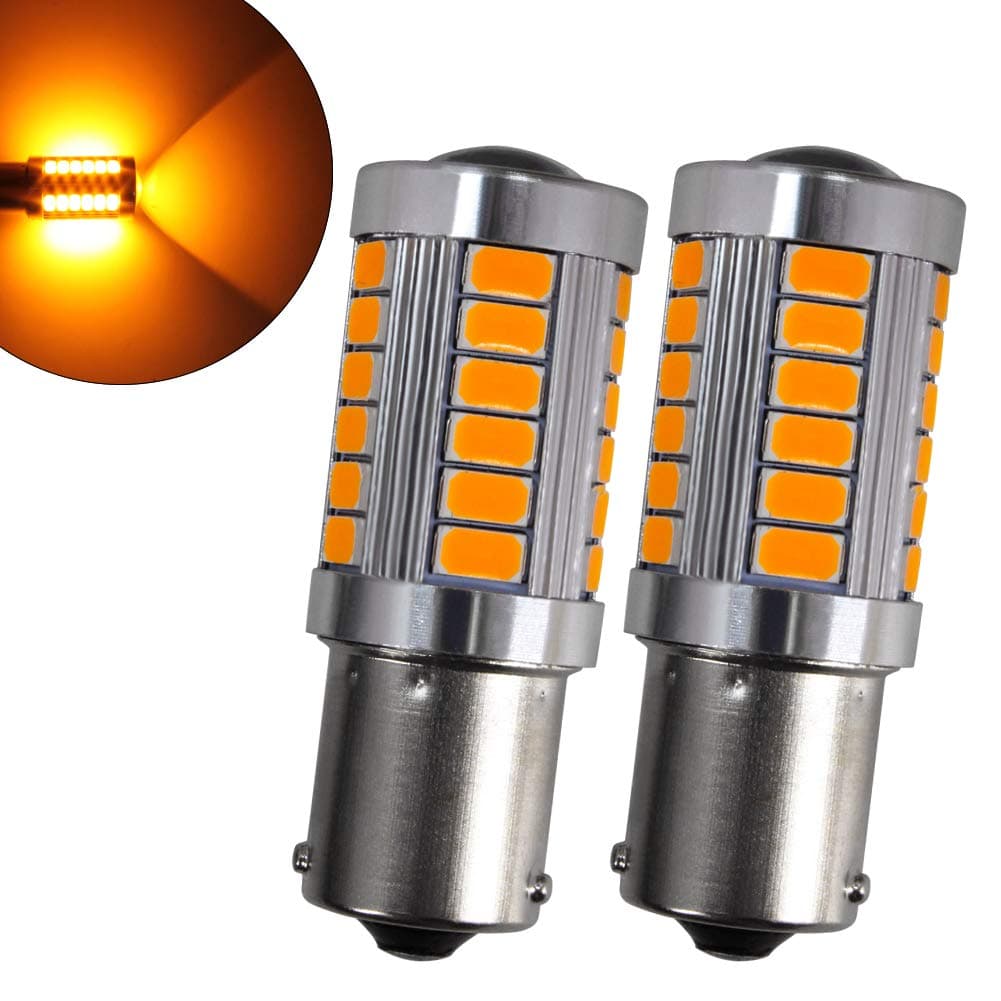 1156 BA15S LED Bulb 12V P21W 7506 1141 33-SMD 5630 LED Bulbs with Lens Projector 900 Lumens 6500K Amber For Car SUV RV Camper Rear Parking Turn Signal lights Sidelight Interior Brake Light