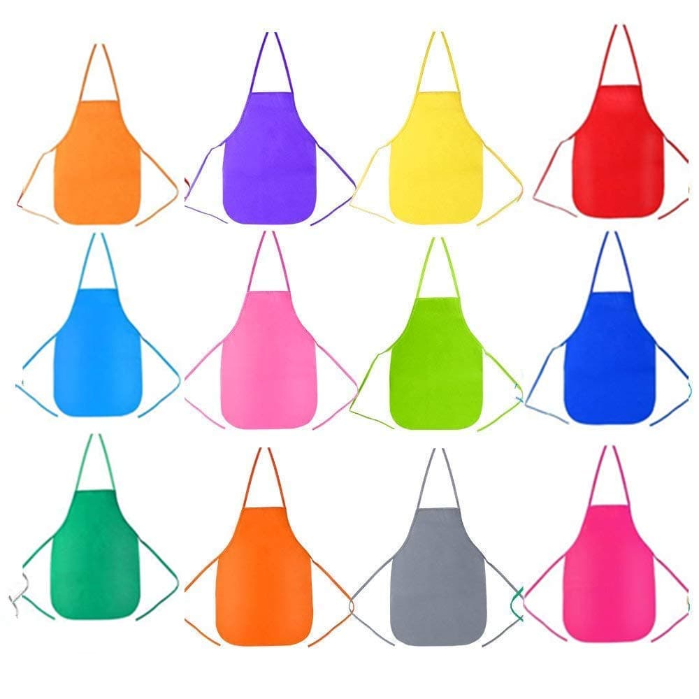 Febbya Children's Aprons, Aprons Painting Blouse 12 Colors Waterproof Non-woven Aprons Play Apron Artists Kids for Crafts Art Painting Activity Class, Events