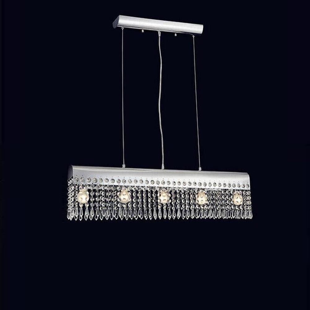 BJVB Modern Living room Crystal Chandelier Crystal Ball Pendant Curtain Fringe Chandelier Steel Wire Rope Suspension, Stainless Steel Lamp Housing Shade , 5 head