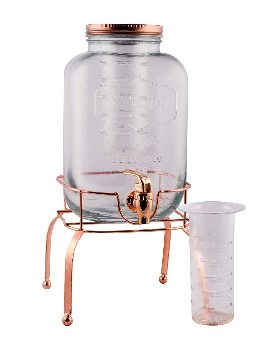 WHITE GOLD Glass and Metal Dispenser Set - 5 liters, 2 Pieces, White