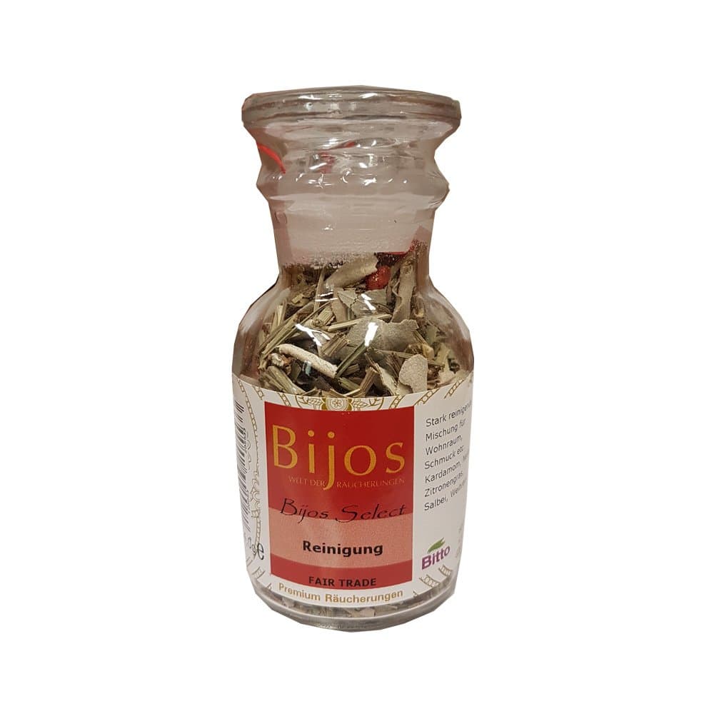BiJos Select incense in a 60 ml little glass bottle. Cleaning FAIR TRADE – cleaning mixture for your home, jewellery, etc.