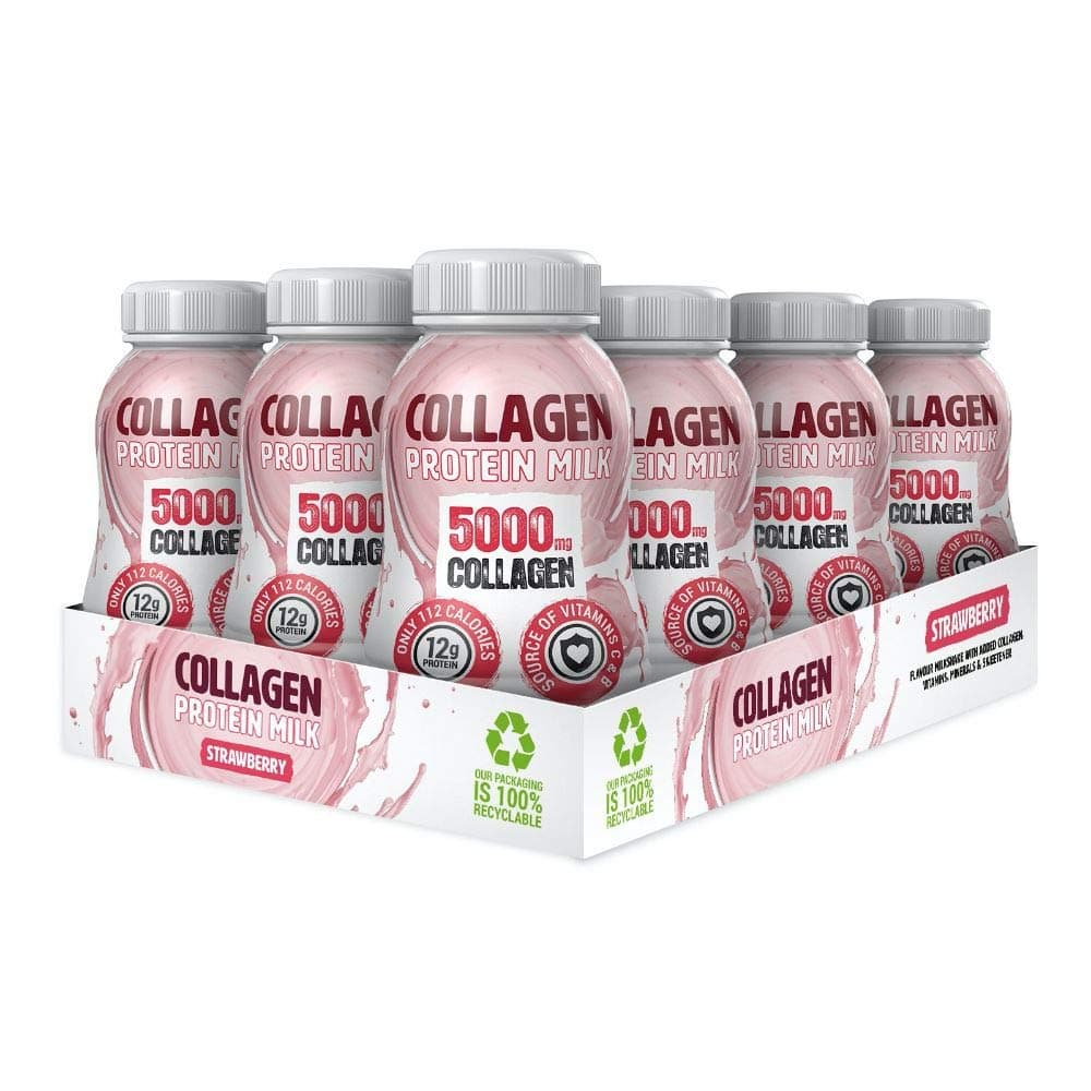 The Protein Drinks 200ml Strawberry Collagen and Beauty Milk Anti-Ageing Shake - Pack of 12 Bottles