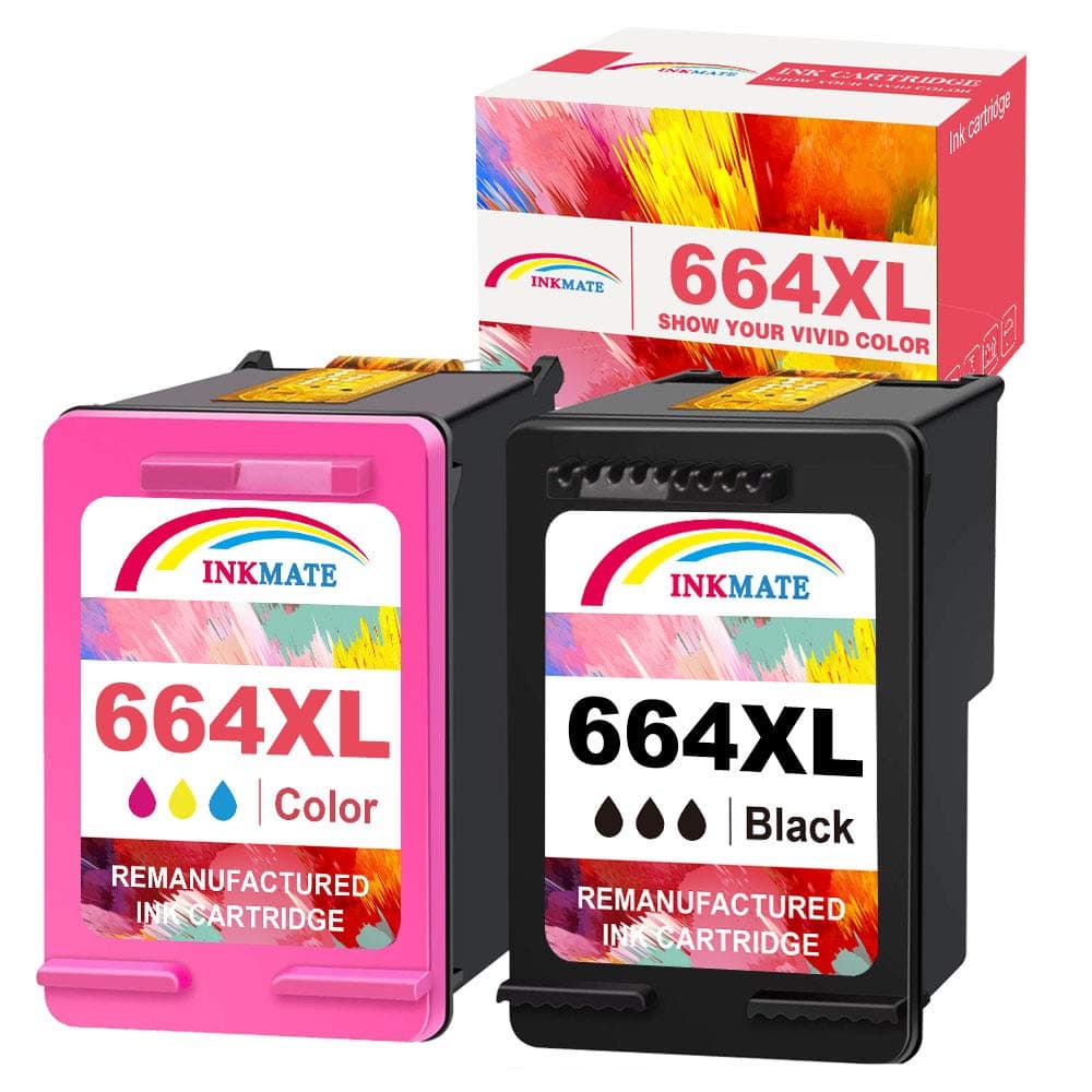 INKMATE 664XL Ink Cartridges Remanufactured Replacement for HP 664XL Black HP664 XL Tri-Color Ink Combo Pack for F6V30A F6V31A for DeskJet 4535 4536 4538 4676 4678 3635 3638 3775 1115 2138 Printer