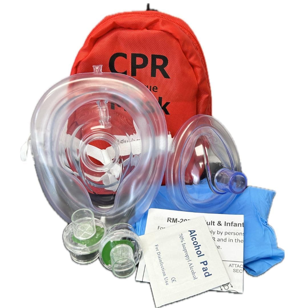 Pack of 10 Adult & Infant CPR Mask Combo Kit with 2 Valves