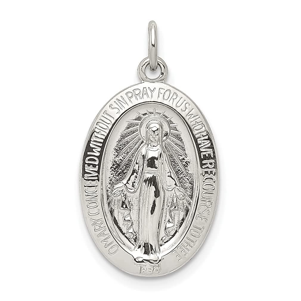 IceCarats925 Sterling Silver Our Lady of Miraculous Medal Blessed Virgin Mary Necklace Chain Pendant Charm