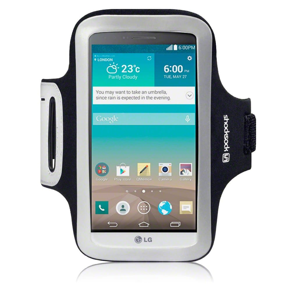 LG G3 Case, Shocksock [Reflective] LG G3 Armband, Sports Gym Bike Cycle Jogging Armband with Dual Arm-Size Slots and Key Pocket Custom Made for LG G3 (Black)