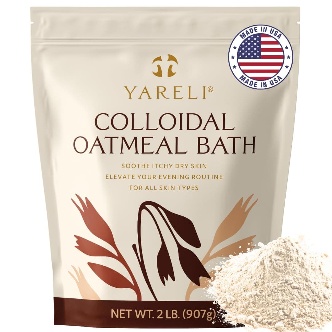 YARELI Colloidal Oatmeal, 2lb (32oz), Bath Powder for Dry Skin, for Adults, Baby and Kids
