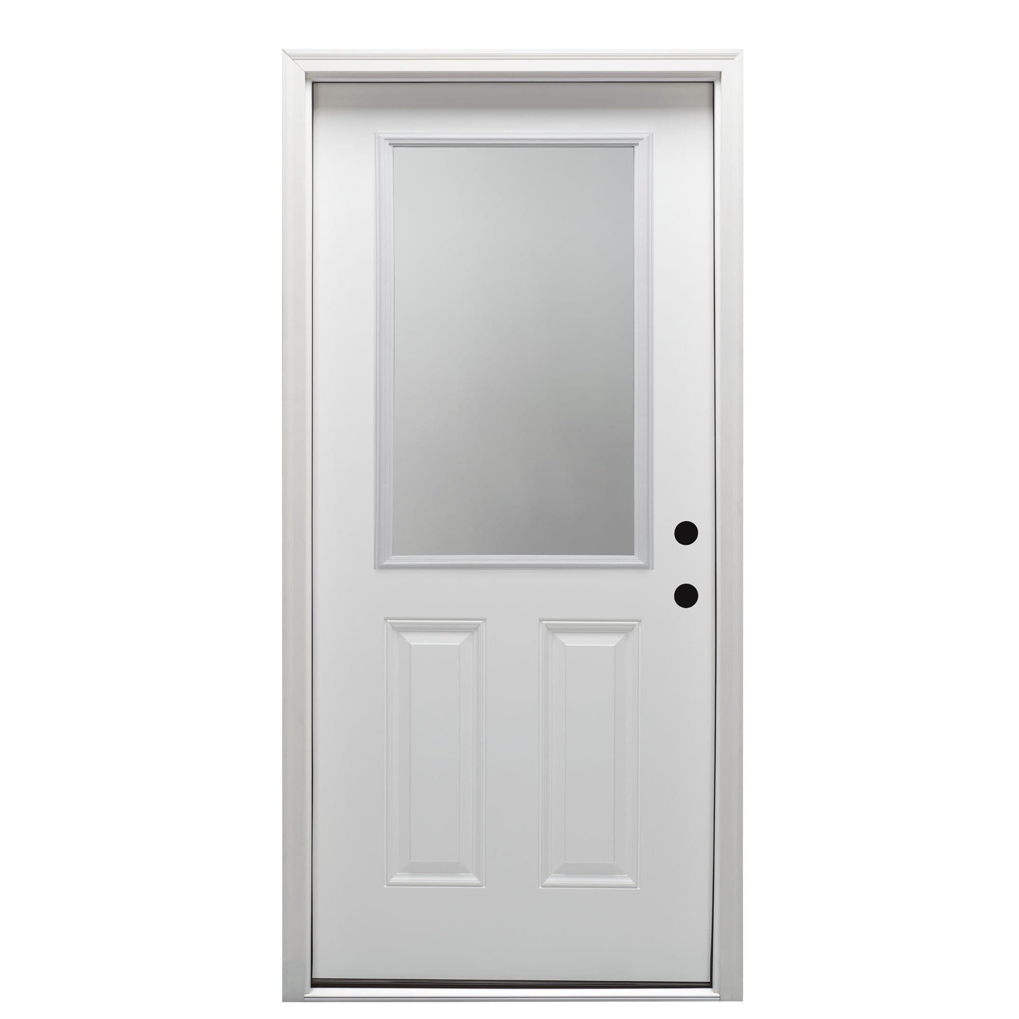 National Door Company Z000765L Steel Primed, Left Hand in-Swing, Prehung Front Door, 1/2 Lite 2-Panel, Clear Glass, 36" x 80"