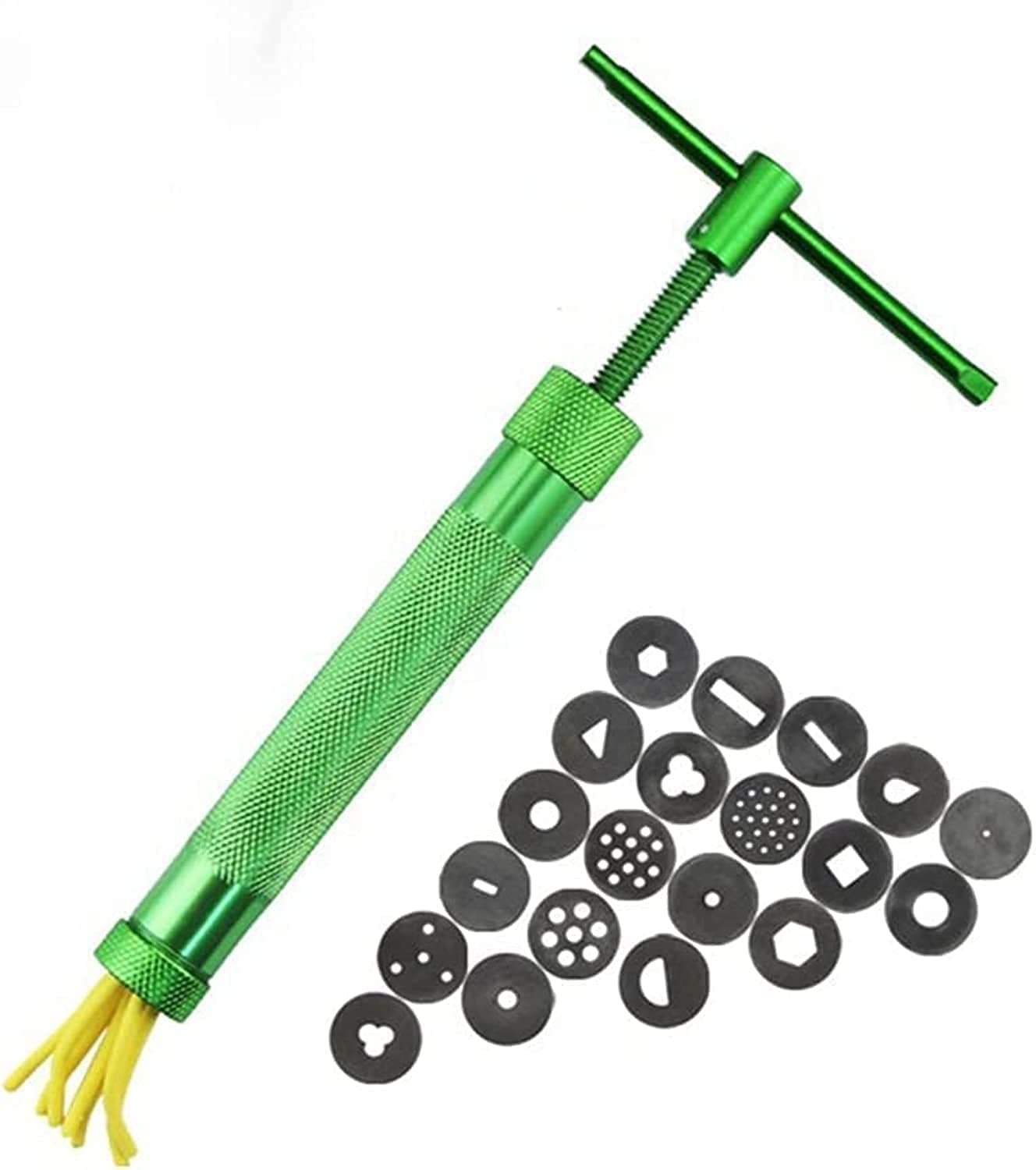 – ELECDON Fondant Extruder, ELECDON Stainless Steel Sugar Paste Extruder With 20 Interchangeable Discs, Clay Extruder, For Sugar Craft Cake And Clay Decorating Tool (Green)