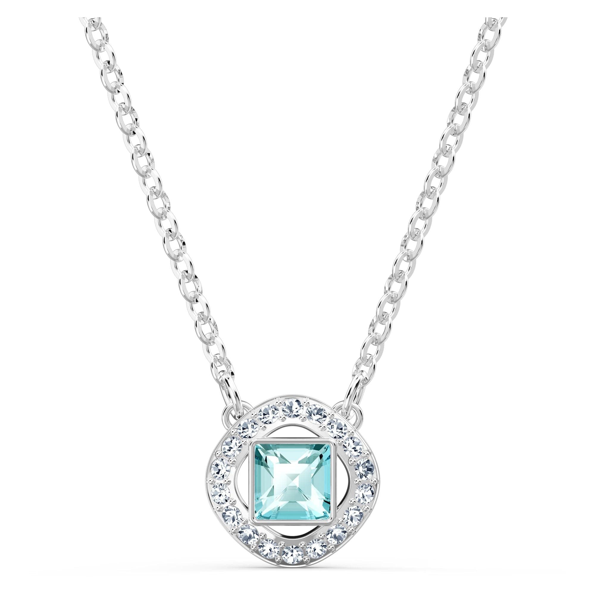Swarovski Angelic Square Pendant Necklace, with Aqua and White Crystals