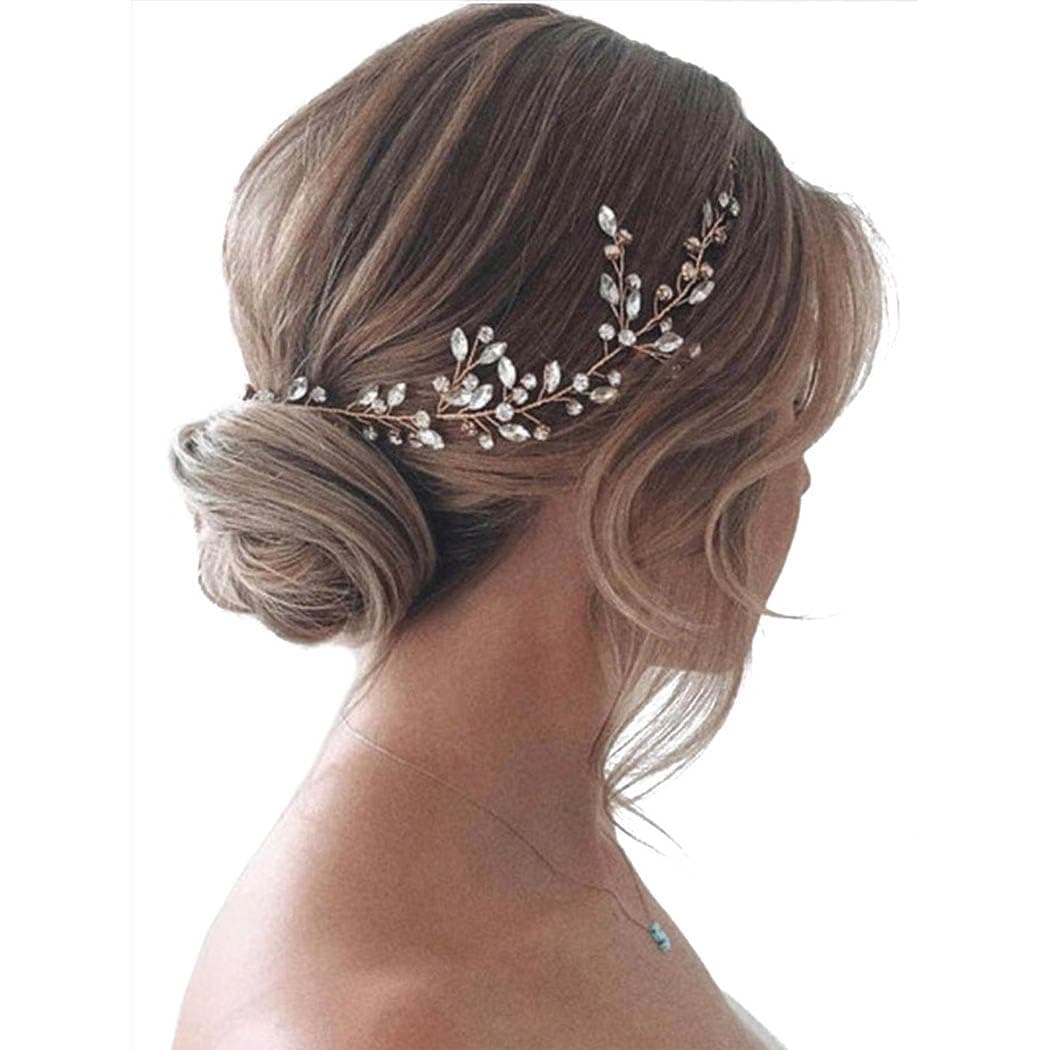 JAKAWIN Bride Wedding Hair Piece Rhinestone Bridal Hair Accessories Diamond Hair Vine for Women HV113