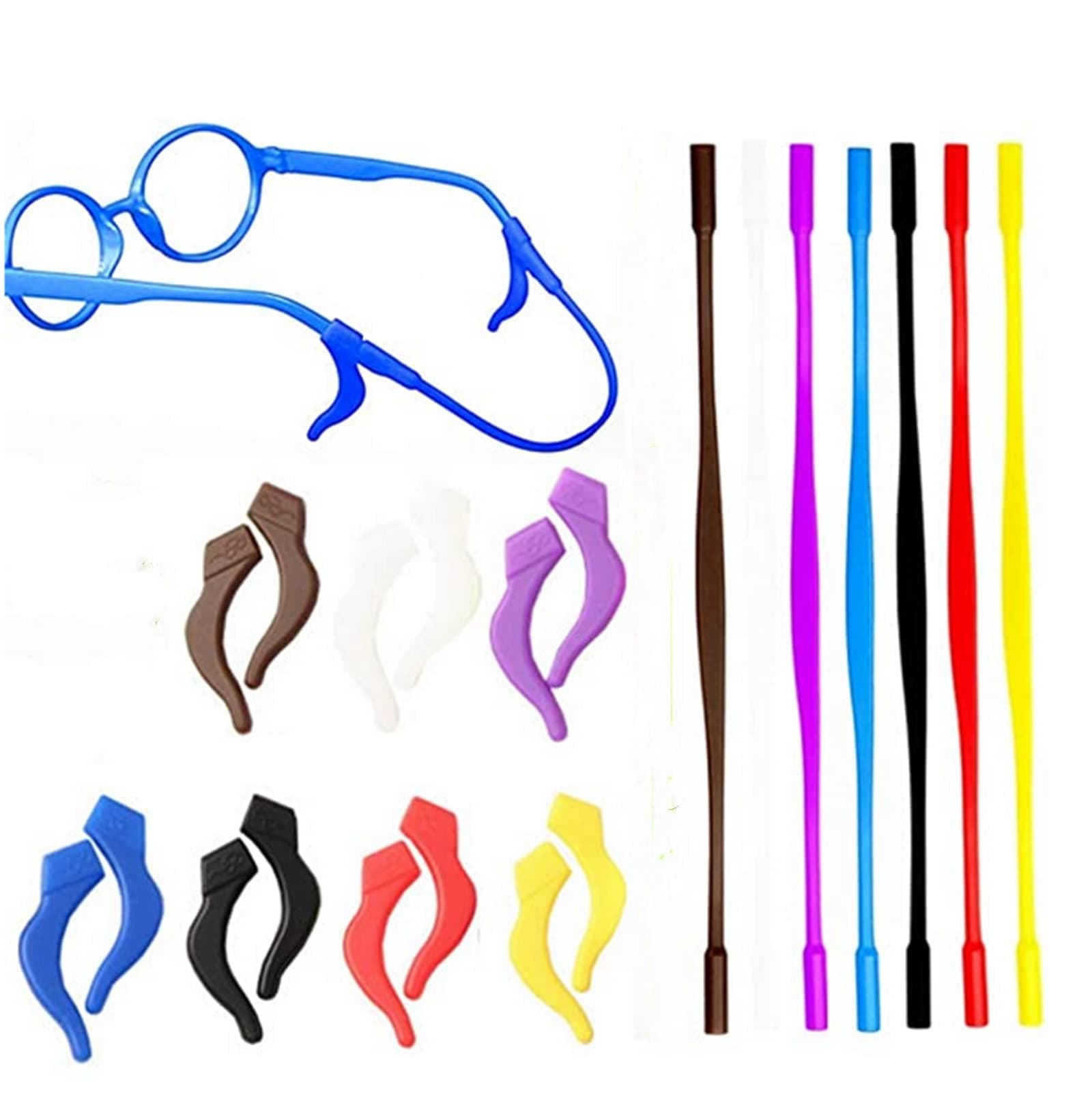 MauSong 14Pcs Kids Sports Eyeglasses Straps Comfortable Silicone Anti-Slip Holder for Glasses, Most Popular Colors, 7 Set