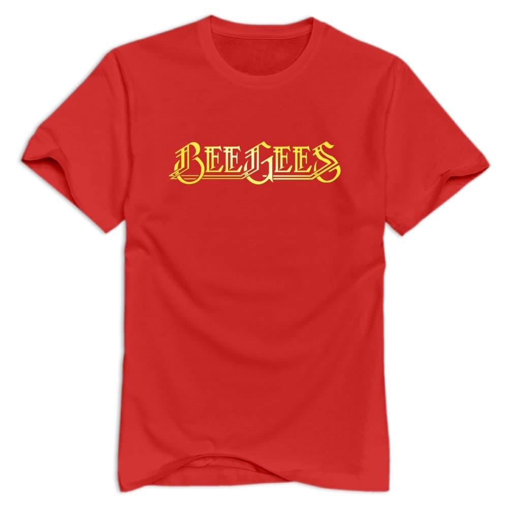 Nolysg Bee Gees Logo T-shirt For Men - M Red Religion Roundneck Shirts