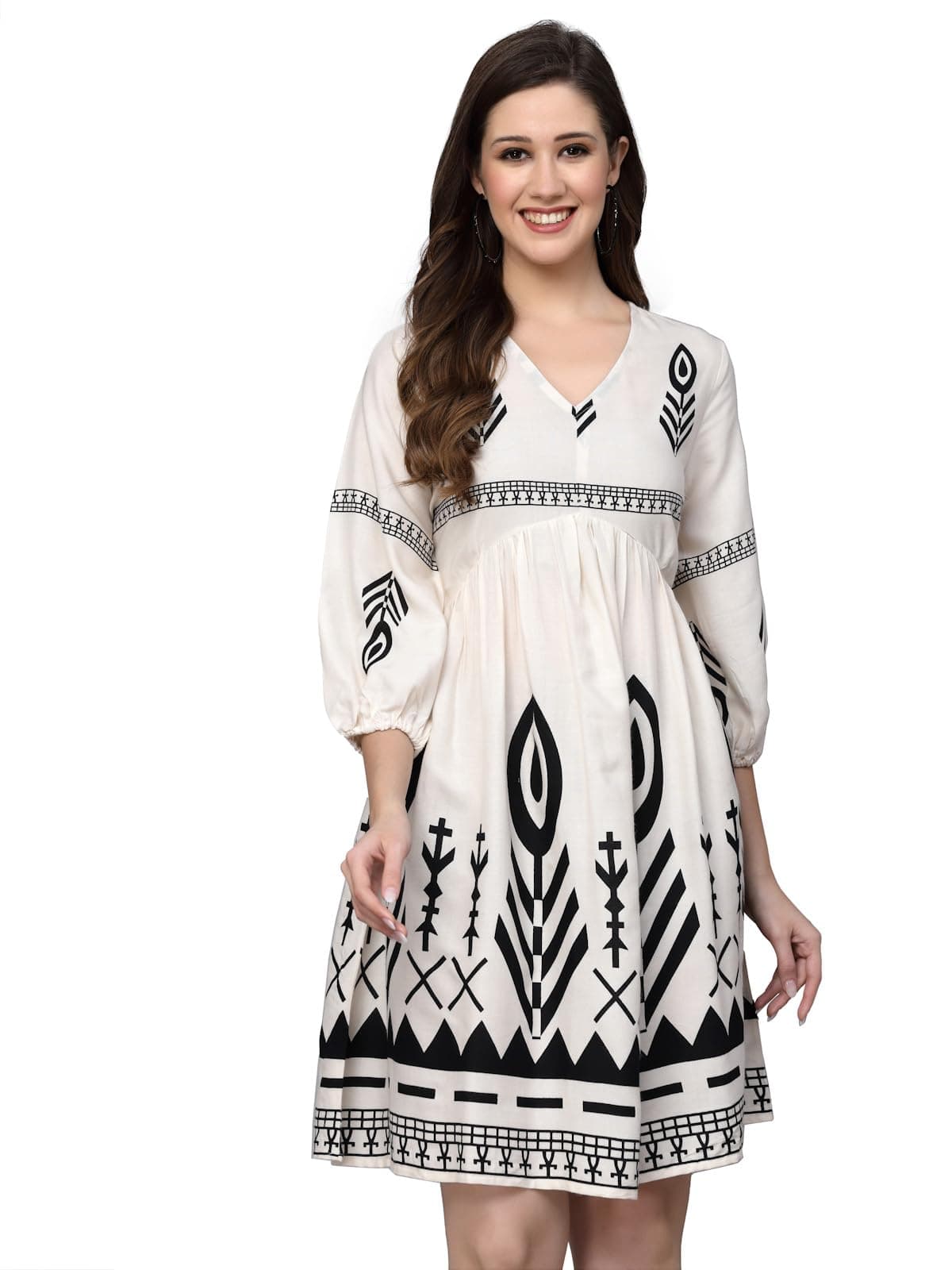 StylumWomen's Rayon Fit and Flare Knee-Length Dress