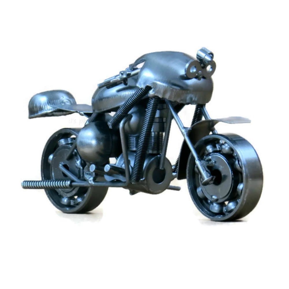 Collectible Art 7.5" Handmade Die Cast Metal Ball Bearing Motorcycle Sculpture