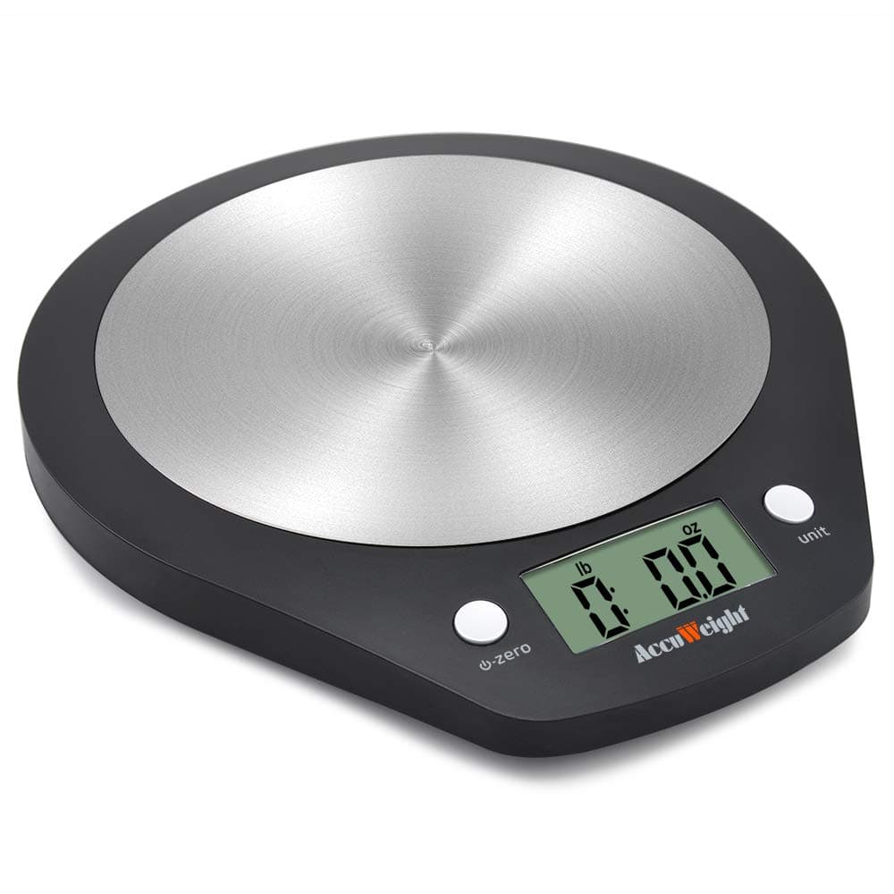 Accuweight Stainless Steel Digital Kitchen Food Scale, Electronic Cooking Scale, 0.1oz to 11lbs Capacity