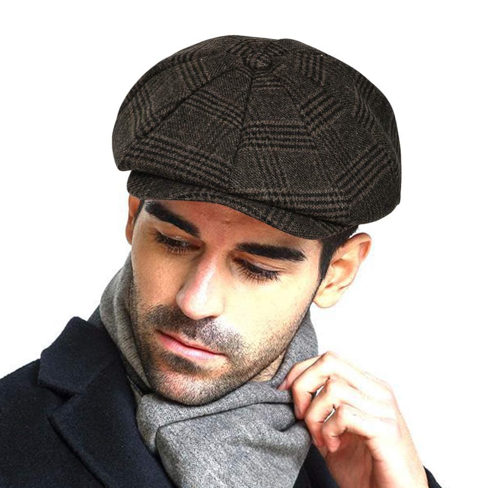Fashion Men’s Classic Newsboy Gatsby Hat Blend Wool Vintage Flat Ivy Cabbie Cap Boyfriend Gifts(Medium/Large/X-Large)